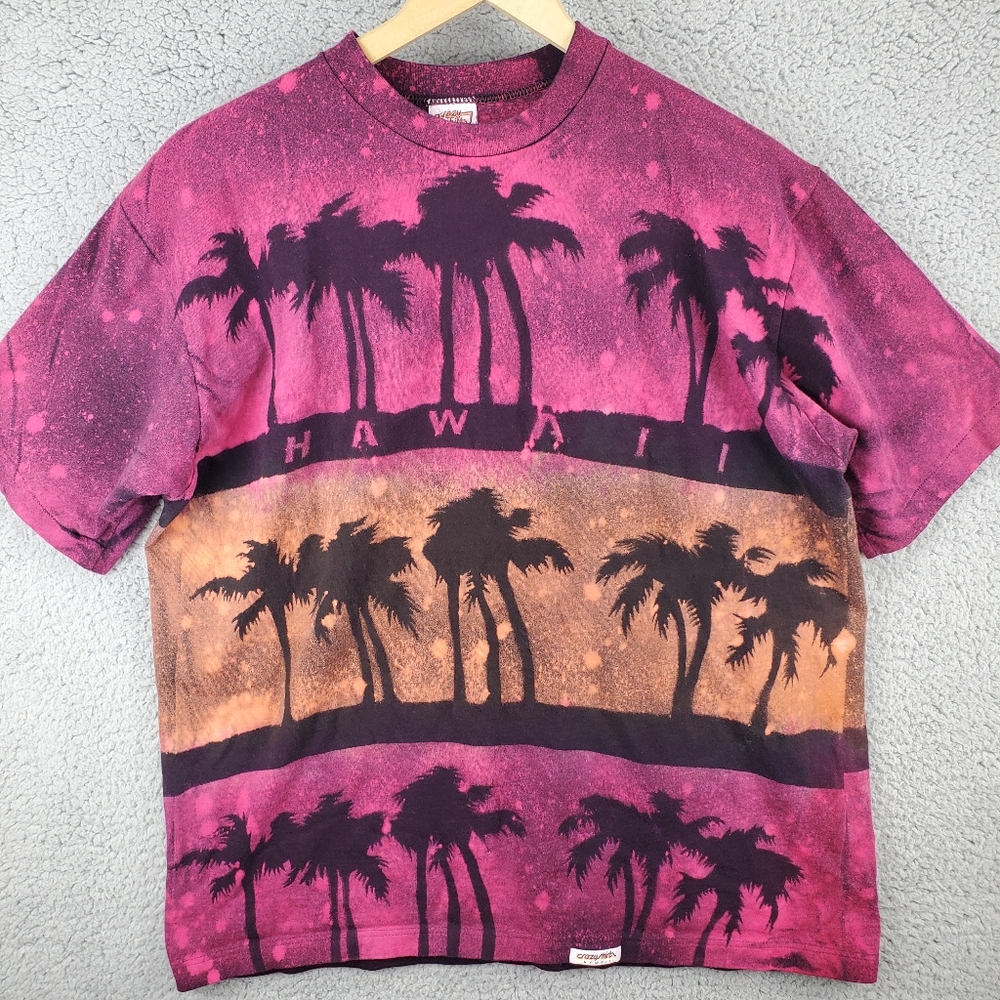 Vintage Hawaii Crazy Shirts Tie Dye Design Single Stitch USA Made Size XL Fits M